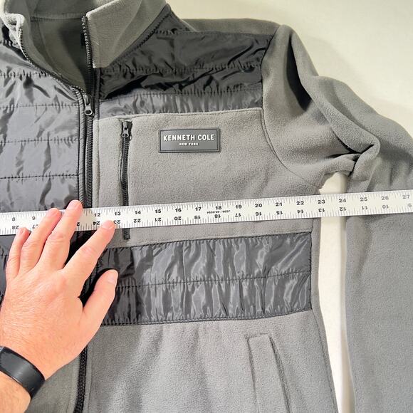 Kenneth Cole New York Fleece Full Zip Jacket Men's Large Black Contrast Puffer - Picture 9 of 14